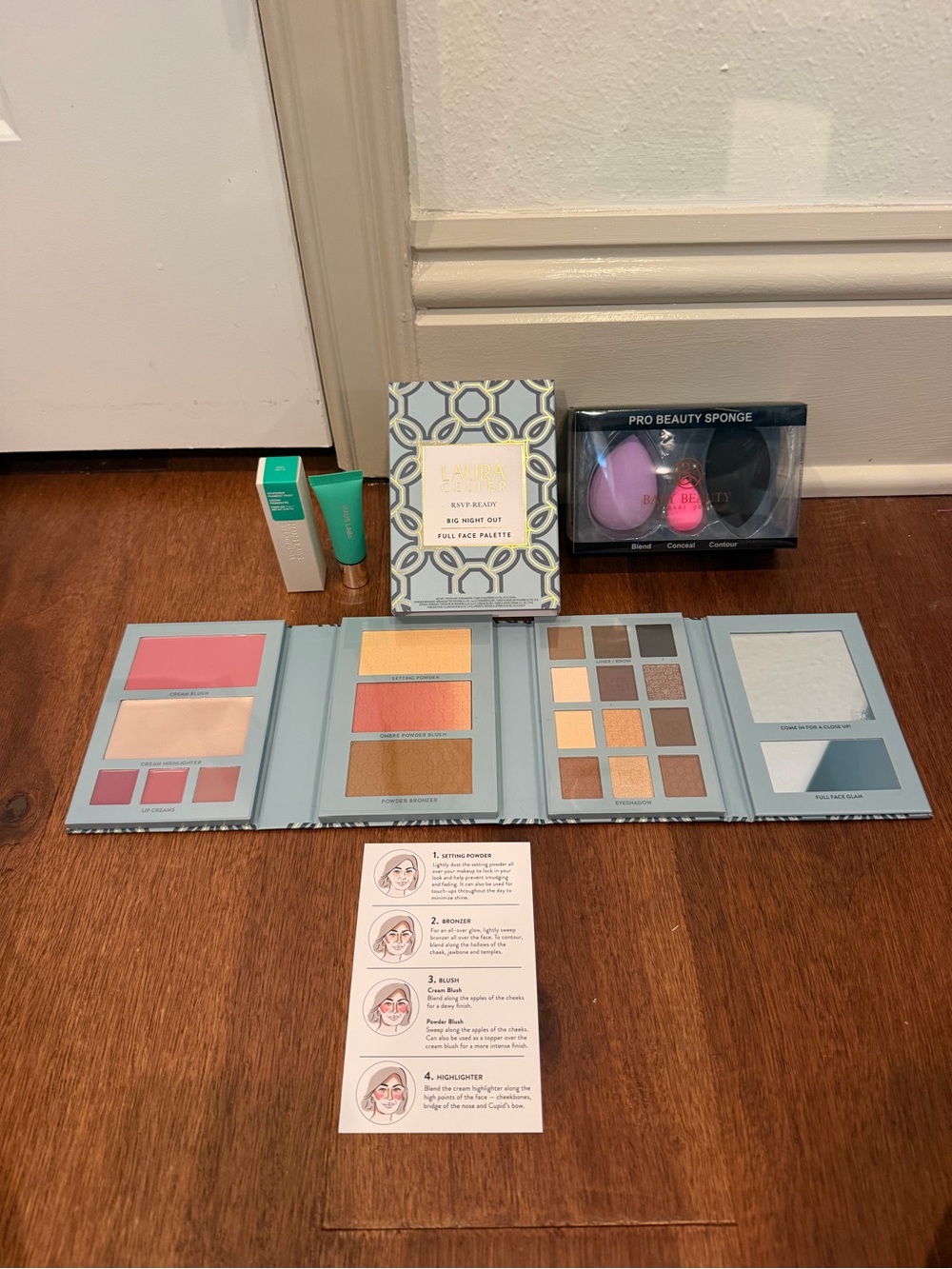 Laura Geller RSVP kit, haus labs, and sponges for blending